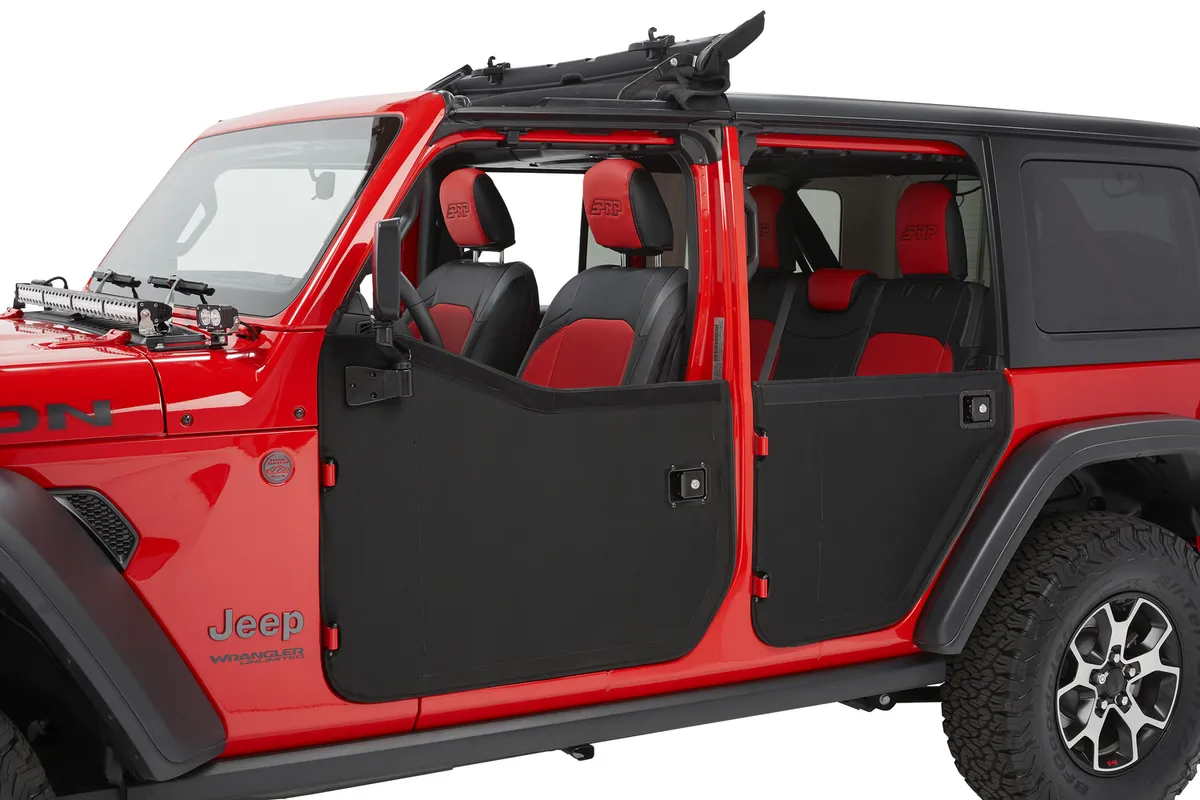 Full Fabric Doors Jeep '20-26 Gladiator '18-26 Wrangler JL Rear Black Twill Bestop product image