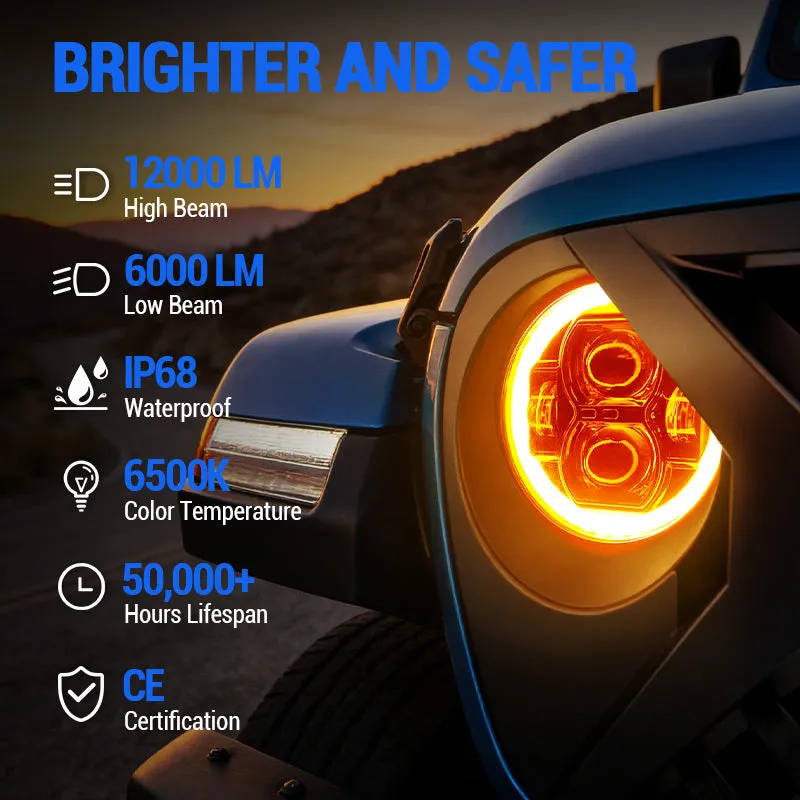 "9"" Jeep JL JT LED Halo Headlights with Turn Signals for 2018-2026 Wrangler & Gladiator" product image