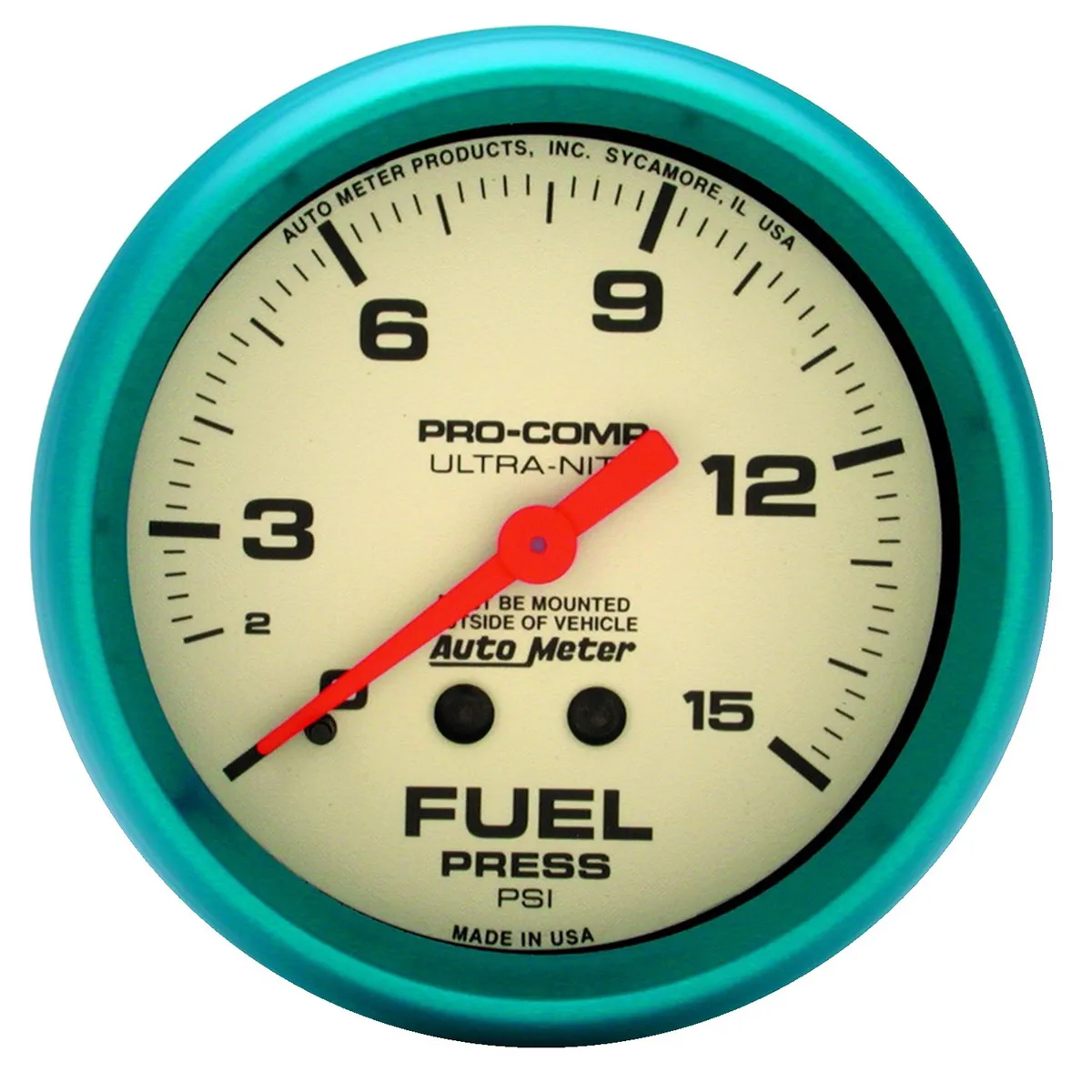 Gauge, Fuel Press, 2 5/8", 15psi, Mech., Glow in the Dark, Ultra-Nite product image