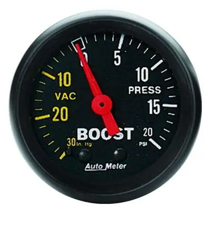 AutoMeter Gauge, Vac/Boost, 2 1/16", 30inHg-20psi, Mechanical, Z Series