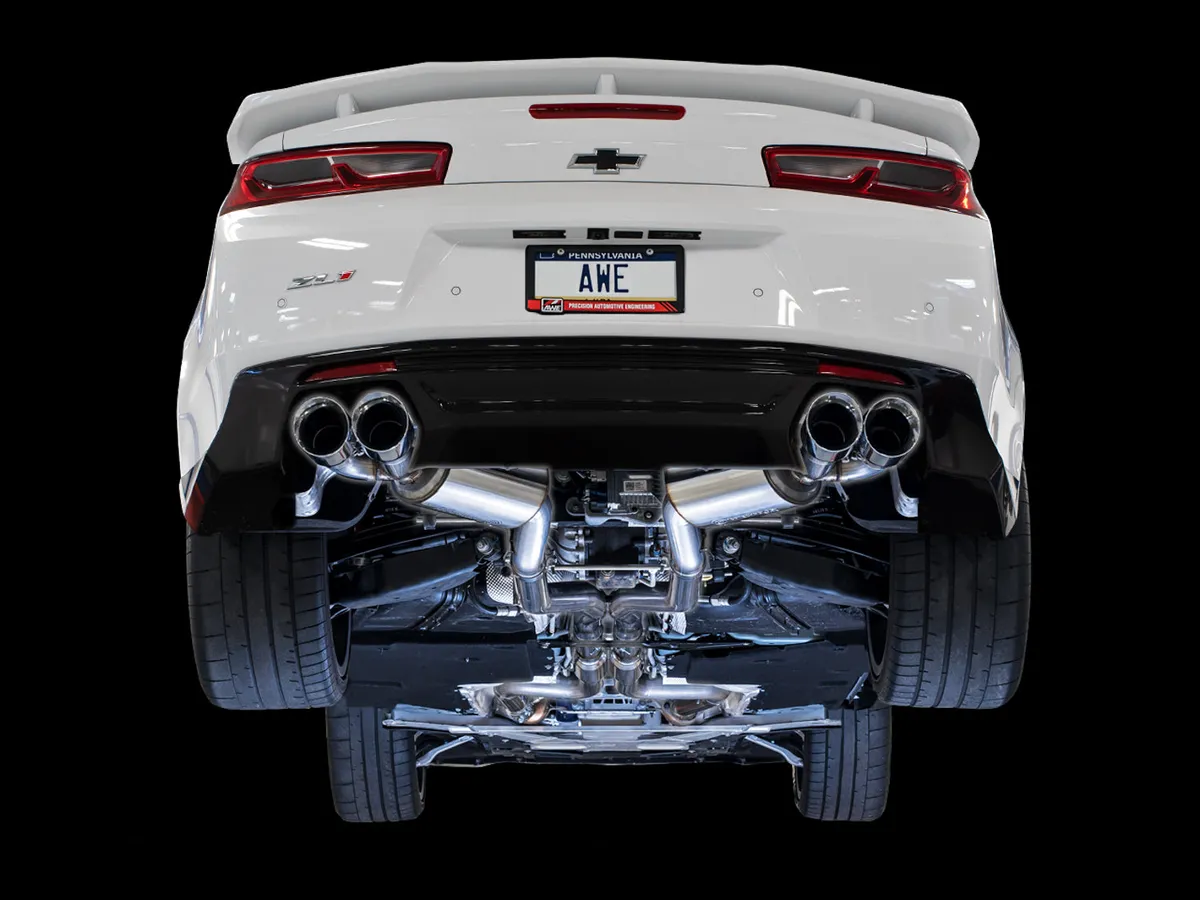 AWE Touring Edition Cat-back Exhaust for Gen6 Camaro SS / ZL1 / LT1 - Non-Resonated - Diamond Black Tips (Quad Outlet) product image