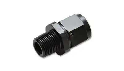 Vibrant Performance Straight Swivel Hose End Fitting; -8AN Female To 0.25 in. NPT Male; 6061 Aluminum; Black Anodized;