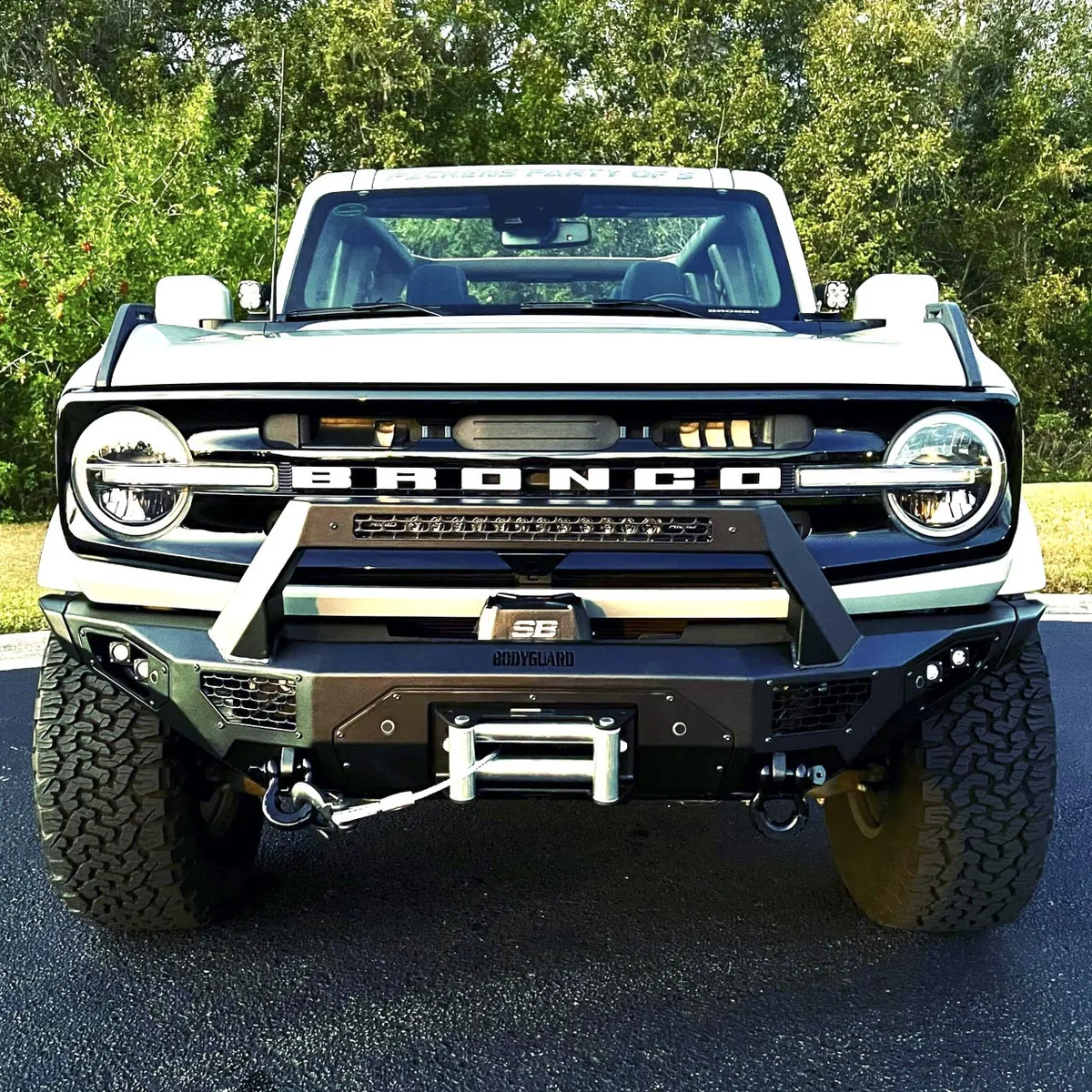 Freedom Front Bumper Baja For 2021-2025 Ford Bronco Winch Mount Sensor Cutouts With Camera Harness + Pod Texture Black Powdercoat Bodyguard Bumpers product image