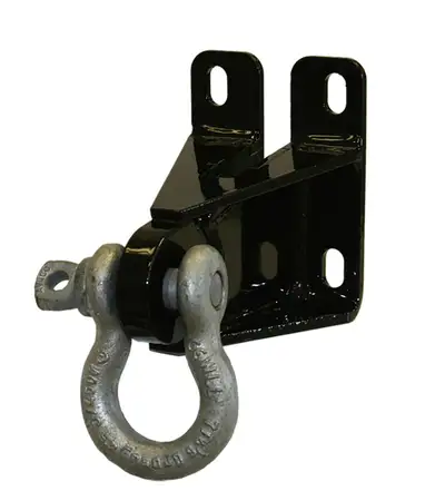 Fab Fours Elite Ranch D-Ring Mount; 2 Stage Black Powder Coated; Front; Fits All Black Steel Bumpers; Does Not Include D-Ring;