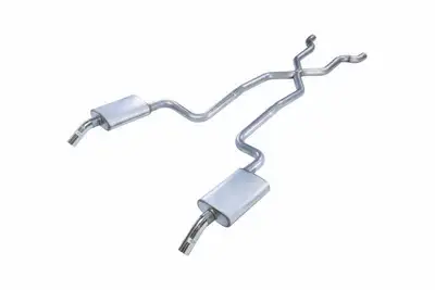 Pypes Performance exhaust 1974 Corvette C3 2.5 Inch Crossmember Back Exhaust Kit With X-Pipe 409 Stainless Street Pro Mufflers Pypes Performance Exhaust