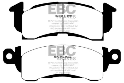 EBC Brakes 6000 Series Greenstuff Truck/SUV Brakes Disc Pads; FMSI Pad No. D052; Pad Dimensions: 167 x 66 x 13mm;