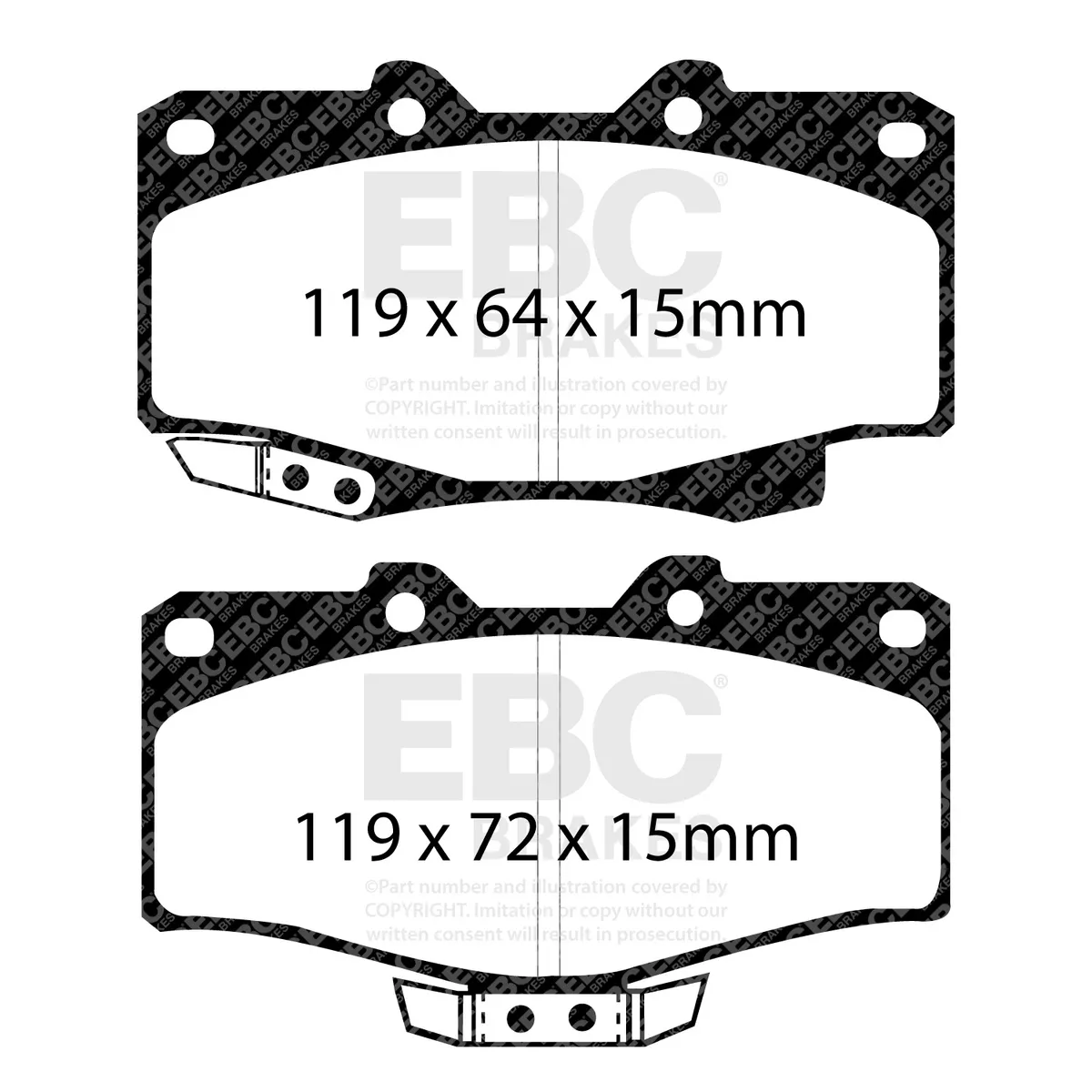 Truck/SUV Extra Duty Brake Pads; FMSI Pad No. D436; Pad Dimensions: 119 x 64 x 15mm; product image