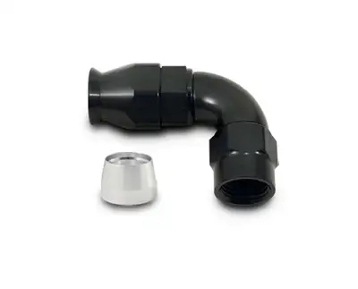 Vibrant Performance 90 Degree High Flow Hose End Fitting; -16AN; 6061 Aluminum; Black Anodized; For PTFE Lined Hose;