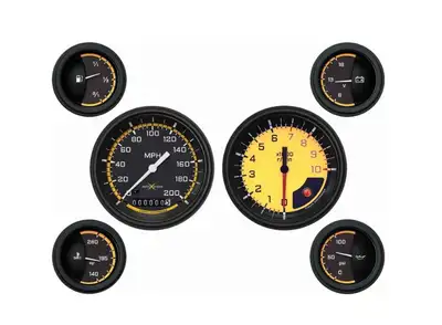 Classic Instruments Classic Instruments Auto Cross Yellow 6 Gauge Set