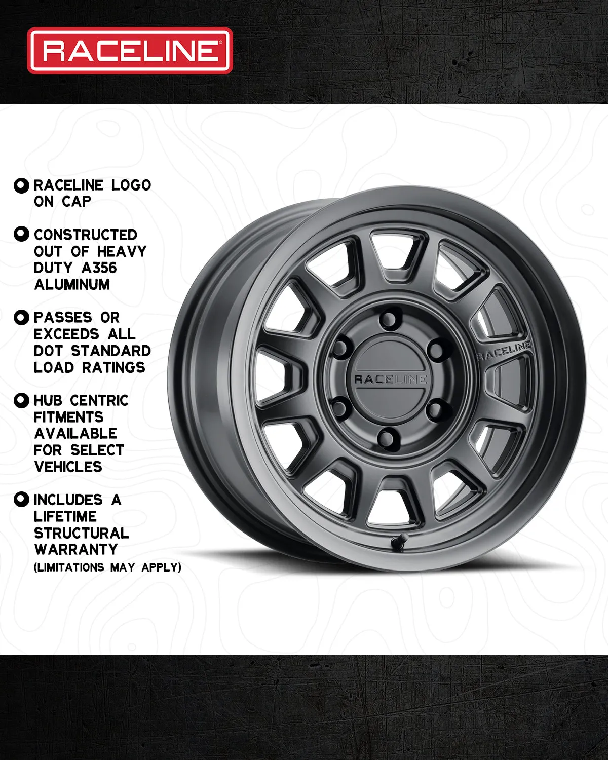 Aluminum Wheels 17x9 Aero HD 952B Satin Black -12 Offset 5 on 127 Bolt Pattern 78.1 Bore Raceline product image