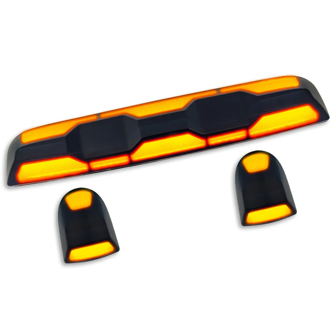 Gmc Chevy 20-23 4th Gen Body Style Heavy-Duty 3-Piece Set Amber Cab Roof Light Lens With 2-Way Forward Rear Facing Amber Ultra High-Power Leds - Includes Complete Wiring Kit For Installation on Truck That Did Not Come With OEM Installed Cab Roof product image
