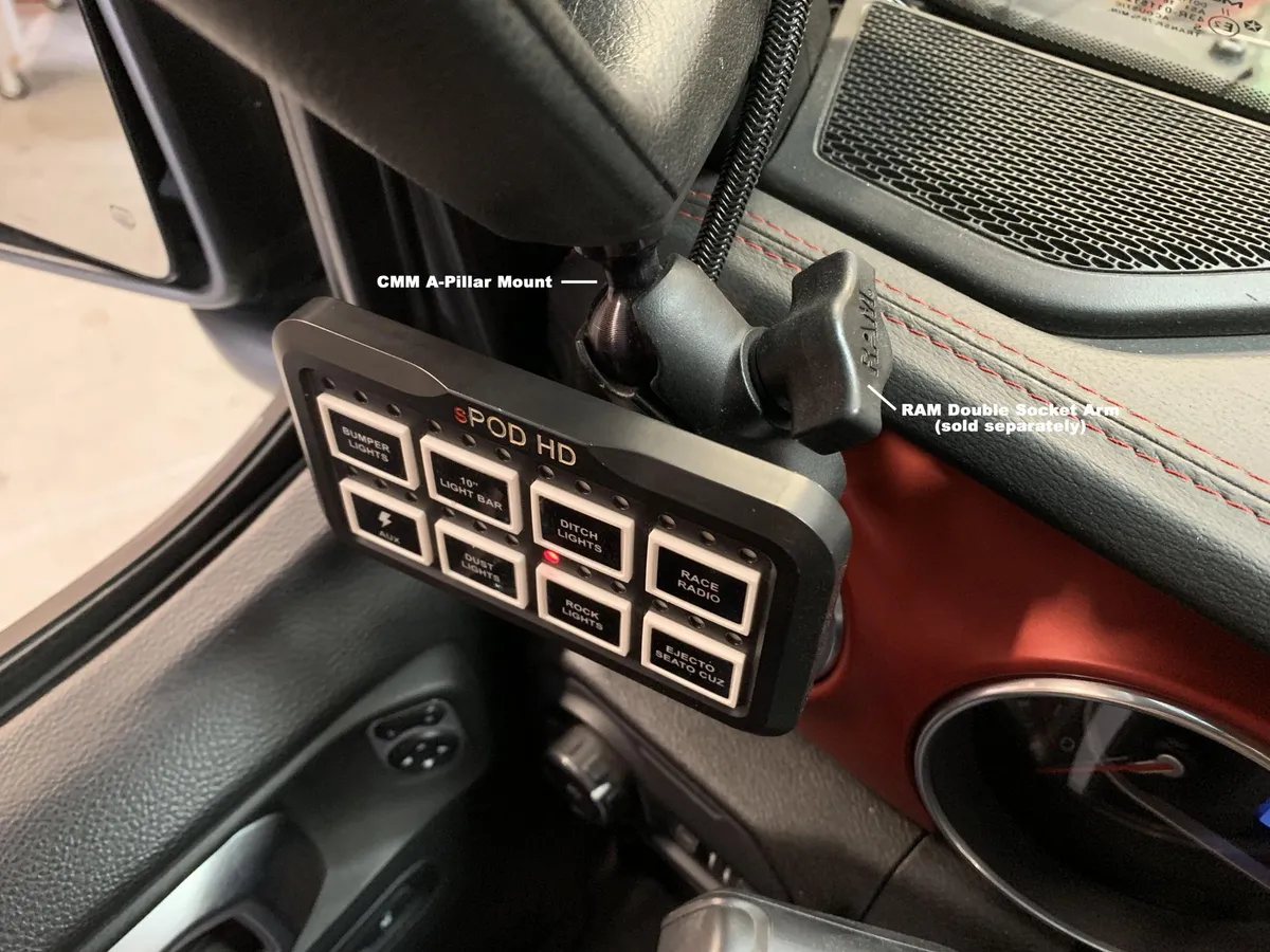 CMM A-Pillar 1 Inch Ball Mount Solution Jeep 2018-2023 Wrangler JL 2018-2023 Gladiator sPOD product image