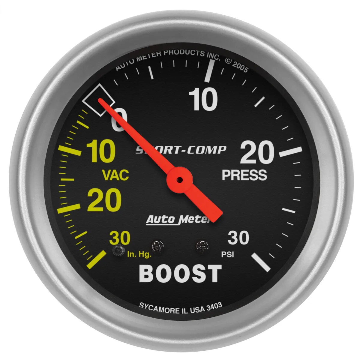 Gauge, Vac/Boost, 2 5/8", 30inHg-30psi, Mechanical, Sport-Comp product image