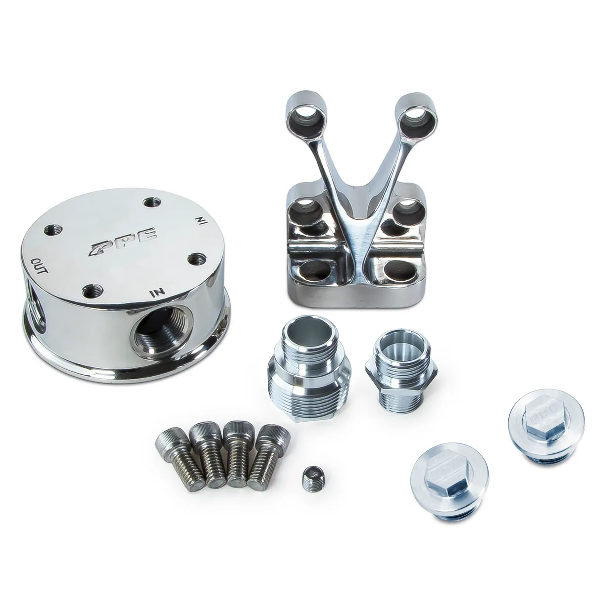 Billett Polished ss Remote Oil Filter Mount Kit product image