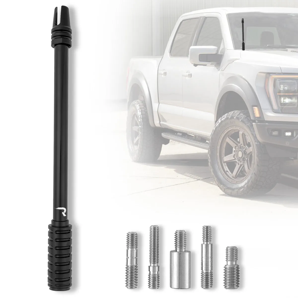 AR-15 Rifle Barrel 10" Aluminum Truck Antenna with 3-Pronged Threaded Flash Hider Barrel Tip (Antenna Fits OEM Factory Threaded Antenna Base) Multiple Colors product image