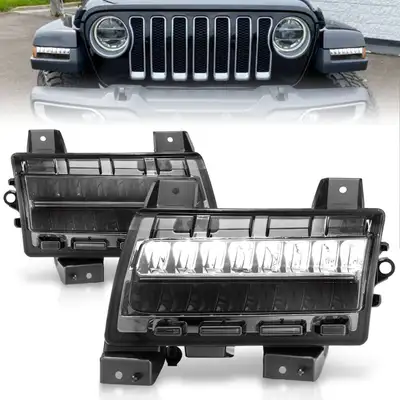 ANZO USA Jeep Wrangler 18-25 Full LED Fender Lights Smoke w/ Sequential Signal (For Sport, Sport s Model Halogen Fender Lights)