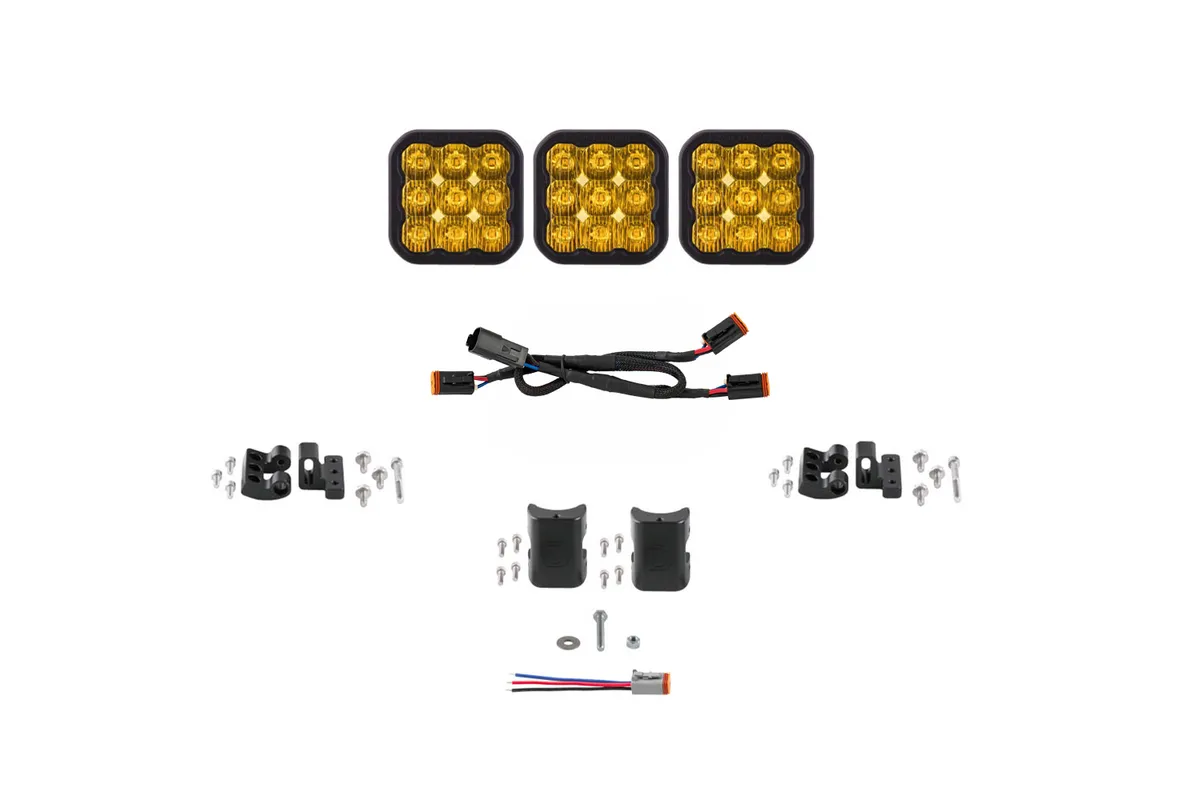 Diode Dynamics - SS5 Pro Universal CrossLink 3-Pod Lightbar Yellow Driving product image