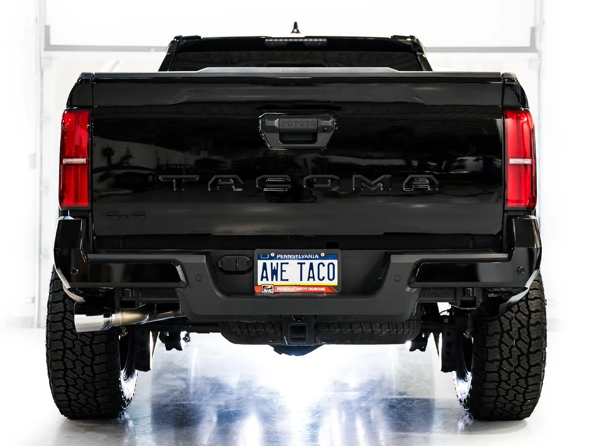 AWE 0FG Exhaust for 4th Gen Toyota Tacoma - Dual Chrome Silver Tips product image