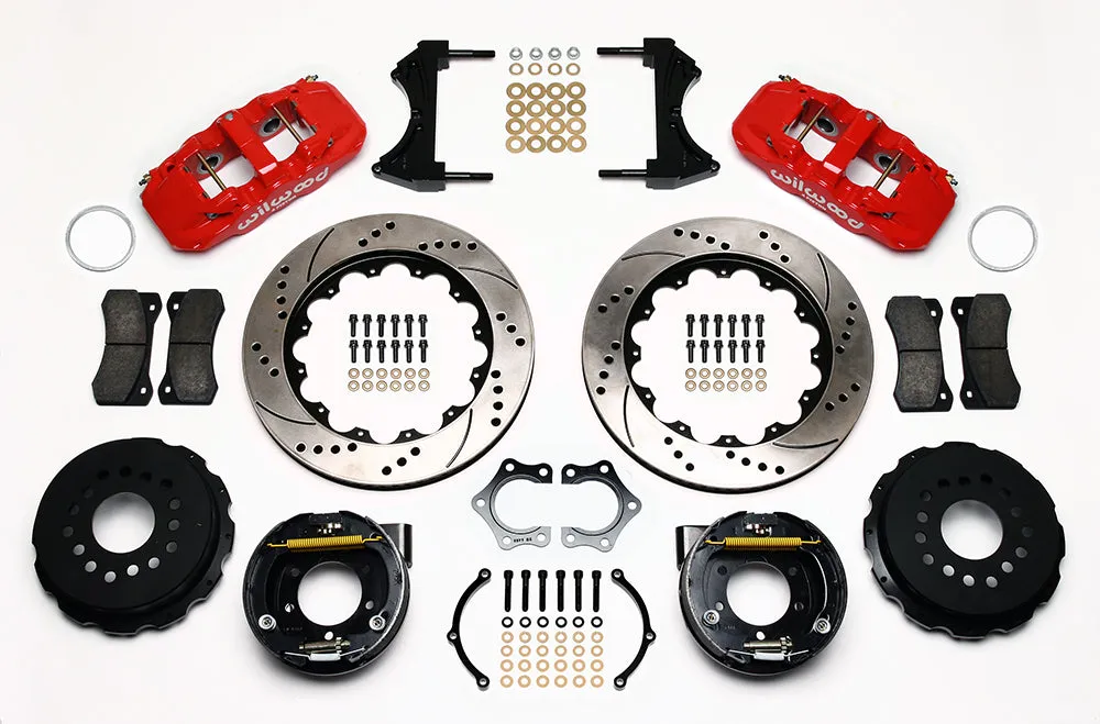 Wilwood AERO4 Rear P-Brake Kit 14.00in Drill Red MoparDana 2.36in Off wSnap Ring Brng product image