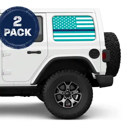 Under The Sun Inserts White & Light Blue Thin Blue Line Side Windows Printed Vinyl Decal