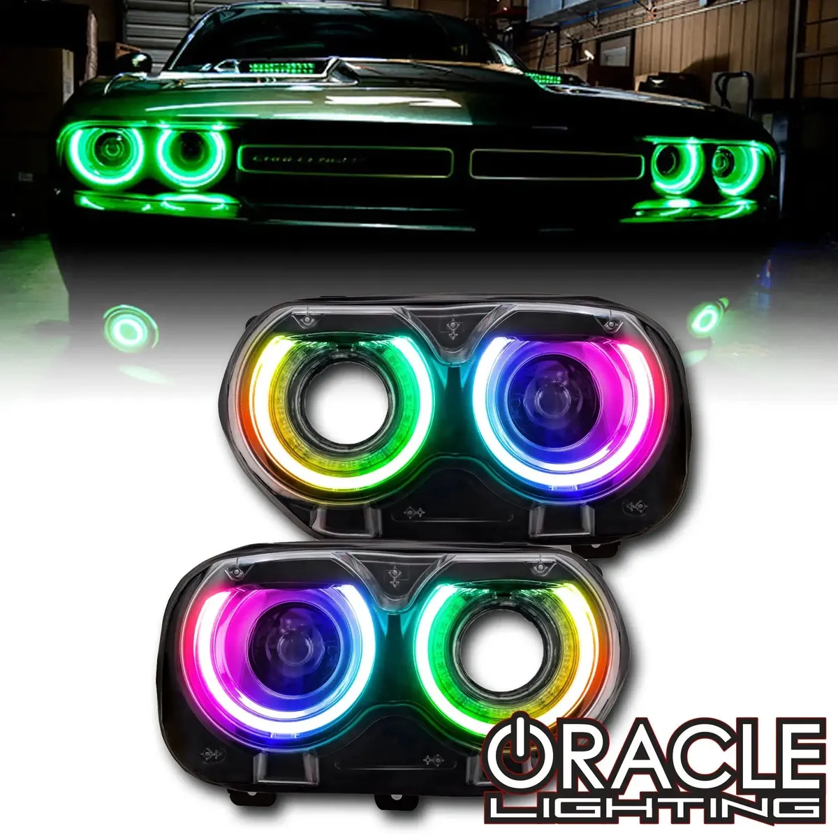 Oracle Lighting 2015-2023 Dodge Challenger Colorshift Rgb+w Headlight DRL Upgrade Kit product image