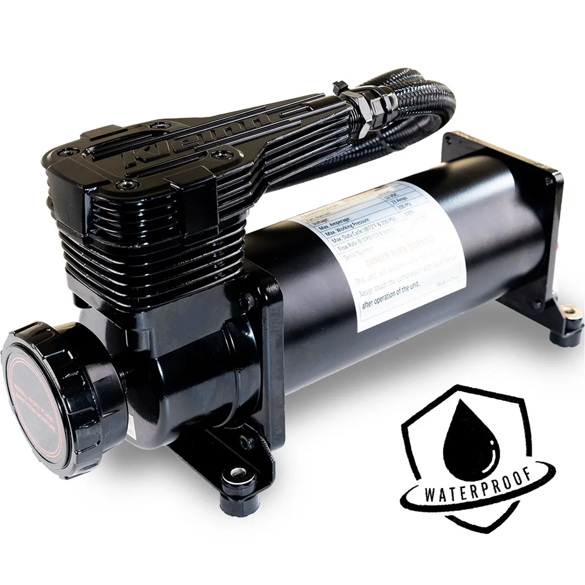 Air Compressor; 200 PSI Maximum Pressure; Waterproof; 100% Duty Cycle; 2.24 CFM; Black; product image