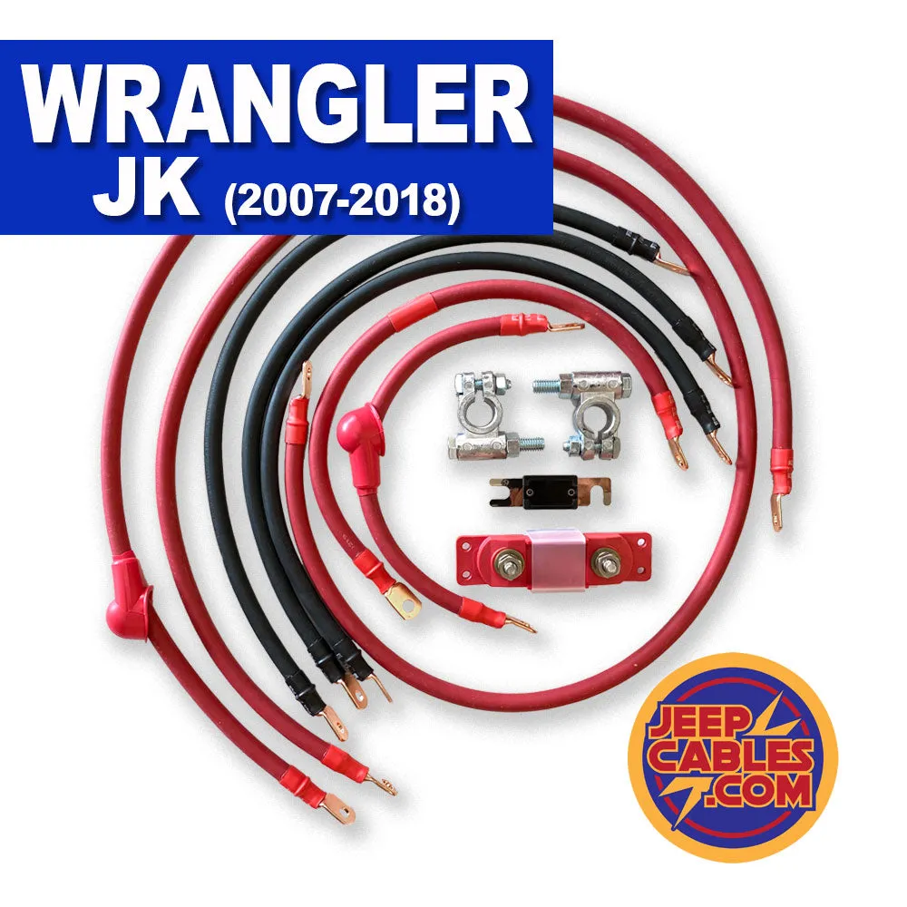 2007-2018 Jeep Wrangler JK Battery Cable Kit 3.8 Liter 1/0 Gauge Battery Cable Big7Kits product image
