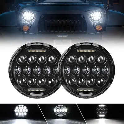 LED Factory Mart "Honey Comb 7"" 75W Cree LED Headlight DRL Hi/Lo Beam For 1997+ Jeep Wrangler JK/TJ/CJ/LJ/JL & Gladiator JT"