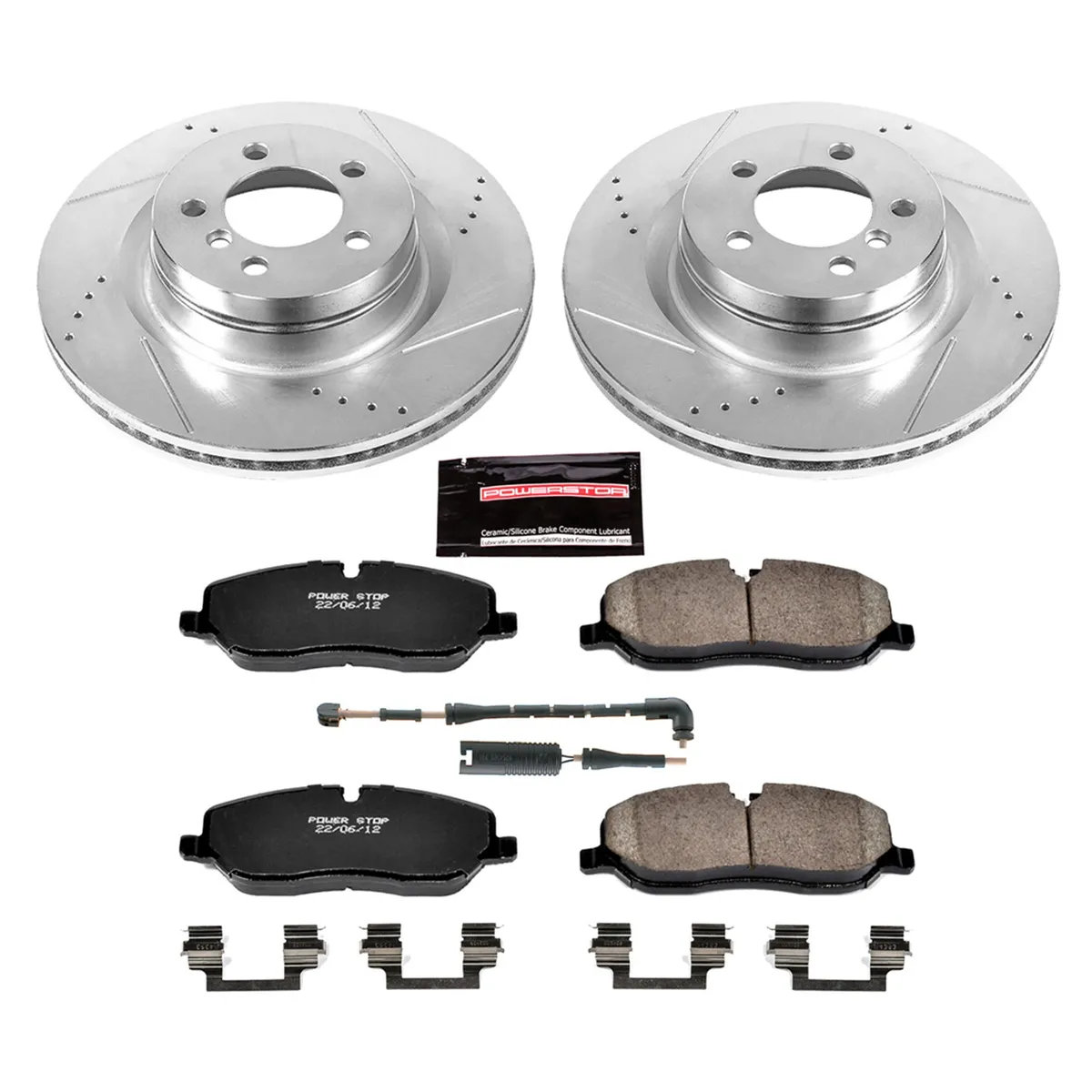 Z23 Evolution Sport Upgrade Kit: Drilled/Slotted Rotors; Carbon-Fiber Ceramic Pads W/Hardware; Pad Sensors product image