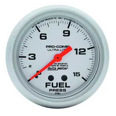 AutoMeter Gauge, Fuel Pressure, 2 5/8", 15psi, Mechanical, Ultra-Lite