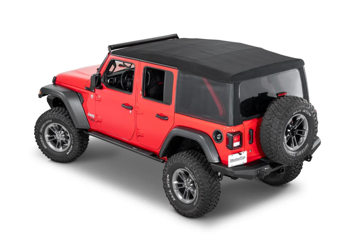 Mesh Trail Screens 2018-2024 4 Dr JLU Wrangler with Factory Soft Top 3 Piece Kit Black Mesh MasterTop product image