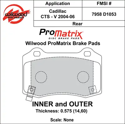 Wilwood Brakes 2004 - 2022 Cadillac, Chevrolet, Chrysler, Dodge, Jeep Original Equipment Pads - 150-D1053K