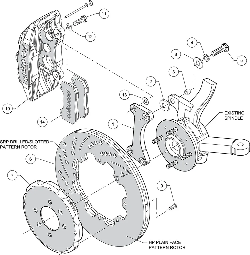 1988 - 2000 Honda Forged Dynapro 6 Big Brake Front Brake Kit (Hat) - 140-10736 product image