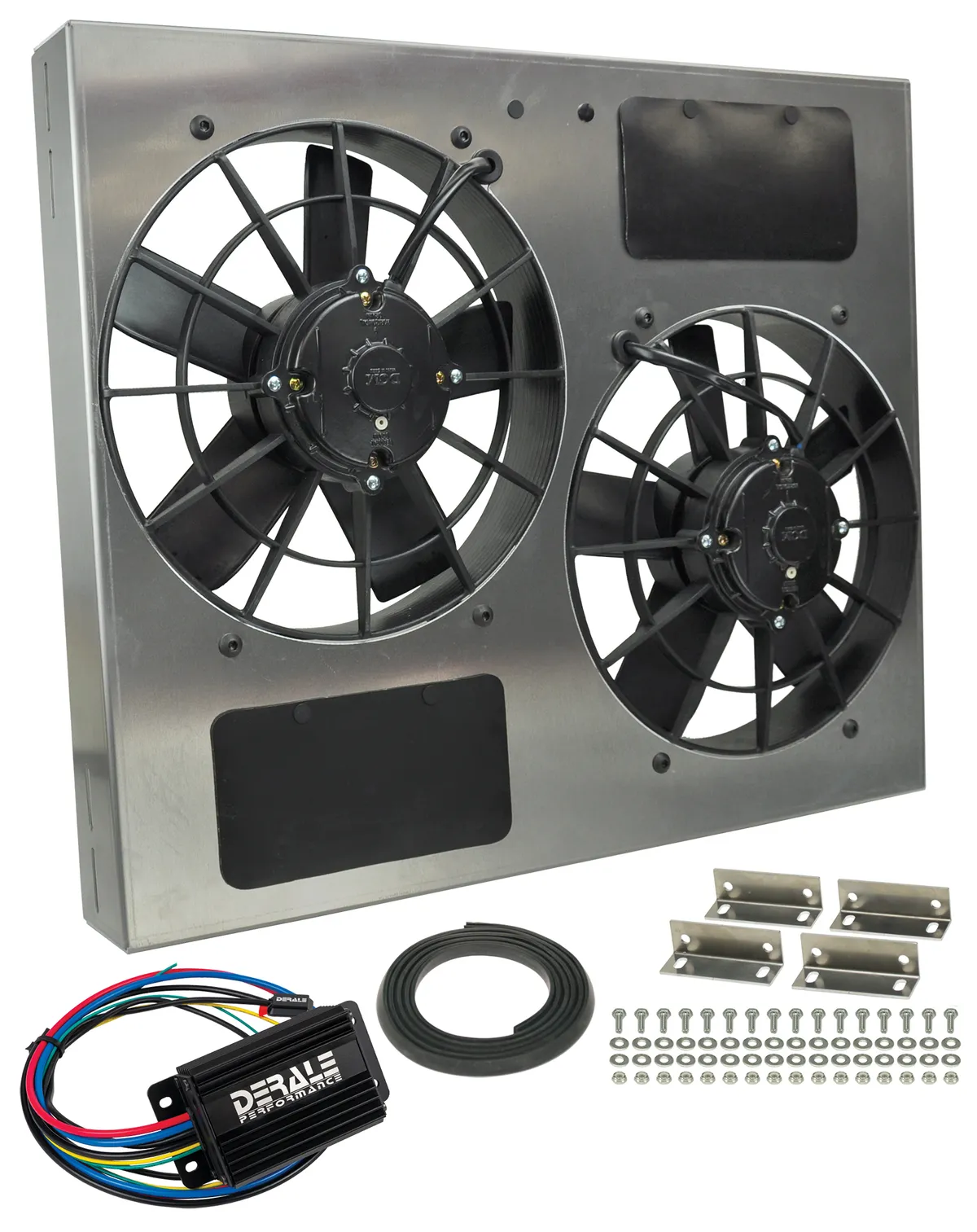 Derale Derale 66835 Powerpack - High Output Dual 11 RAD Fan/Alum Shroud Kit w/ PWM Controller