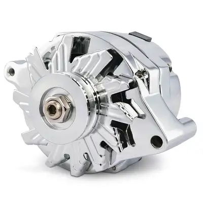 Proform Ford 100 AMP Alternator Chrome Finish 1-Wire GM 10si Style w/ Internal Regulator, V-Pully, and External Fan Proform