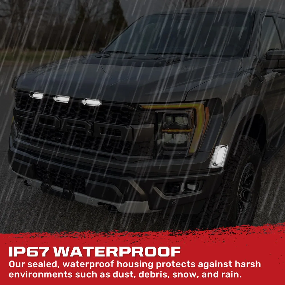 Ford 21-22 Raptor 7-Pc Fender & Hood Light Kit Smoked Lens White or Amber LED Running Lights w/ Startup Light Sequence product image