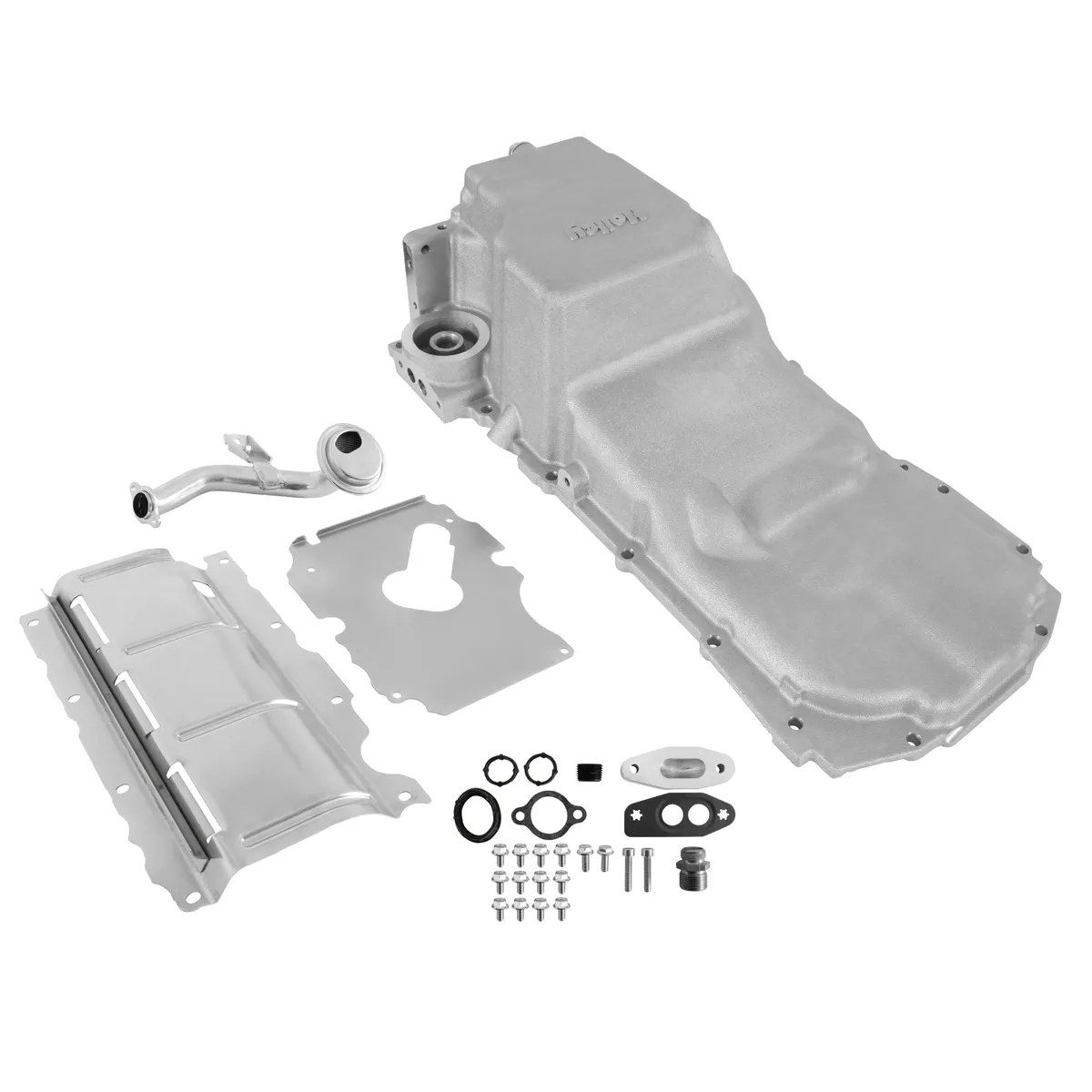 Holley 7387 Gm K10 Lt 4WD Offroad Swap Oil Pan Rear Sump 5.6 Qt Cast Aluminum Silver