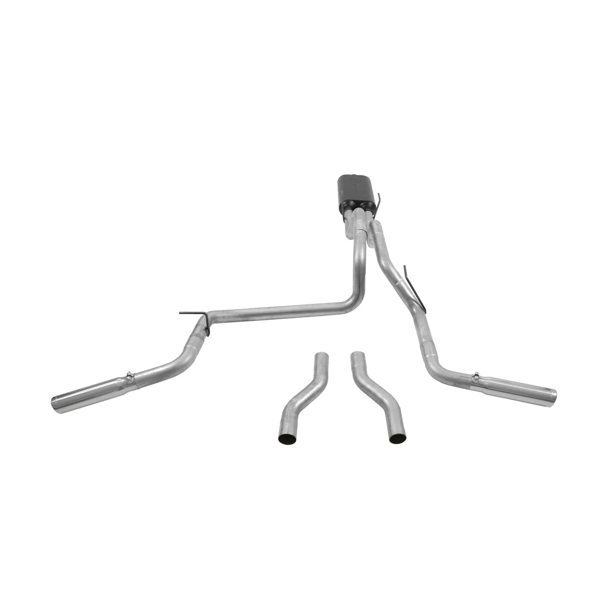 02-05 Dodge Ram 1/2Ton 4.7L / 5.9L 2/4 Wheel Drive All Wheelbases 2.50in Outlets Super 50 Series Muffler Stainless Tips American Thunder (Will Not Fit 5.7L Hemi) DOR/S Mandrel Bent Tubing 16 Gauge Aluminized Steel product image