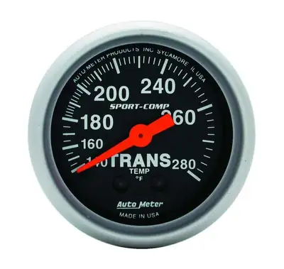 AutoMeter Gauge, Trans Temp, 2 1/16", 140-280?F, Mechanical, 8ft., Sport-Comp