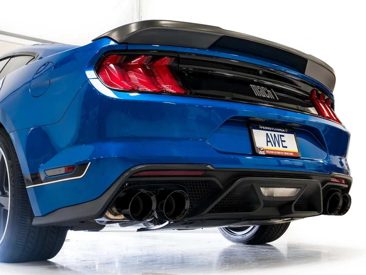 AWE SwitchPath Exhaust for Ford Mustang S550 Mach1 - Quad Diamond Black Tips 3025-43551 product image
