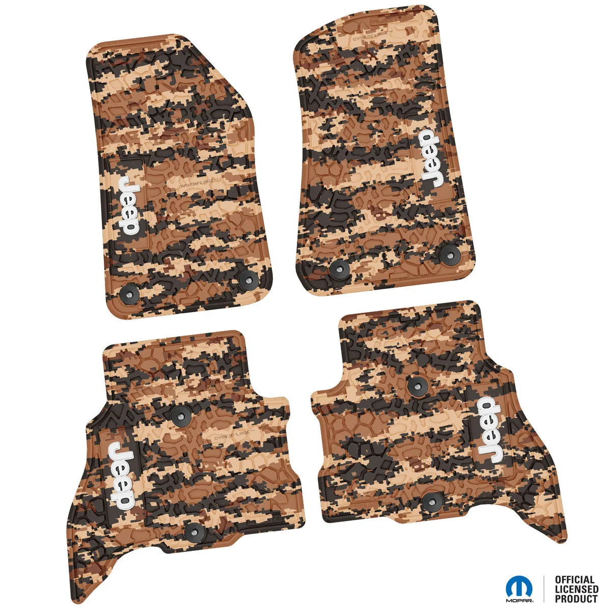 21-24 Jeep 4xe Front and RearTire Tread/Scorched Earth Scene w/ JEEP Insert - Black w/ Tan Insert product image