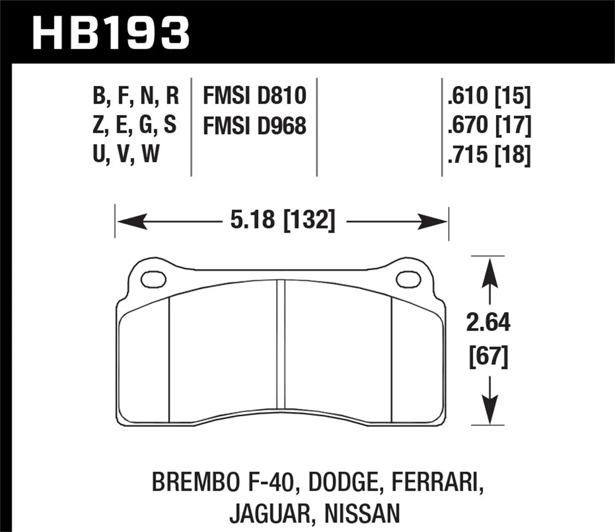 Performance Ceramic Disc Brake Pad; 0.670 Thickness; product image