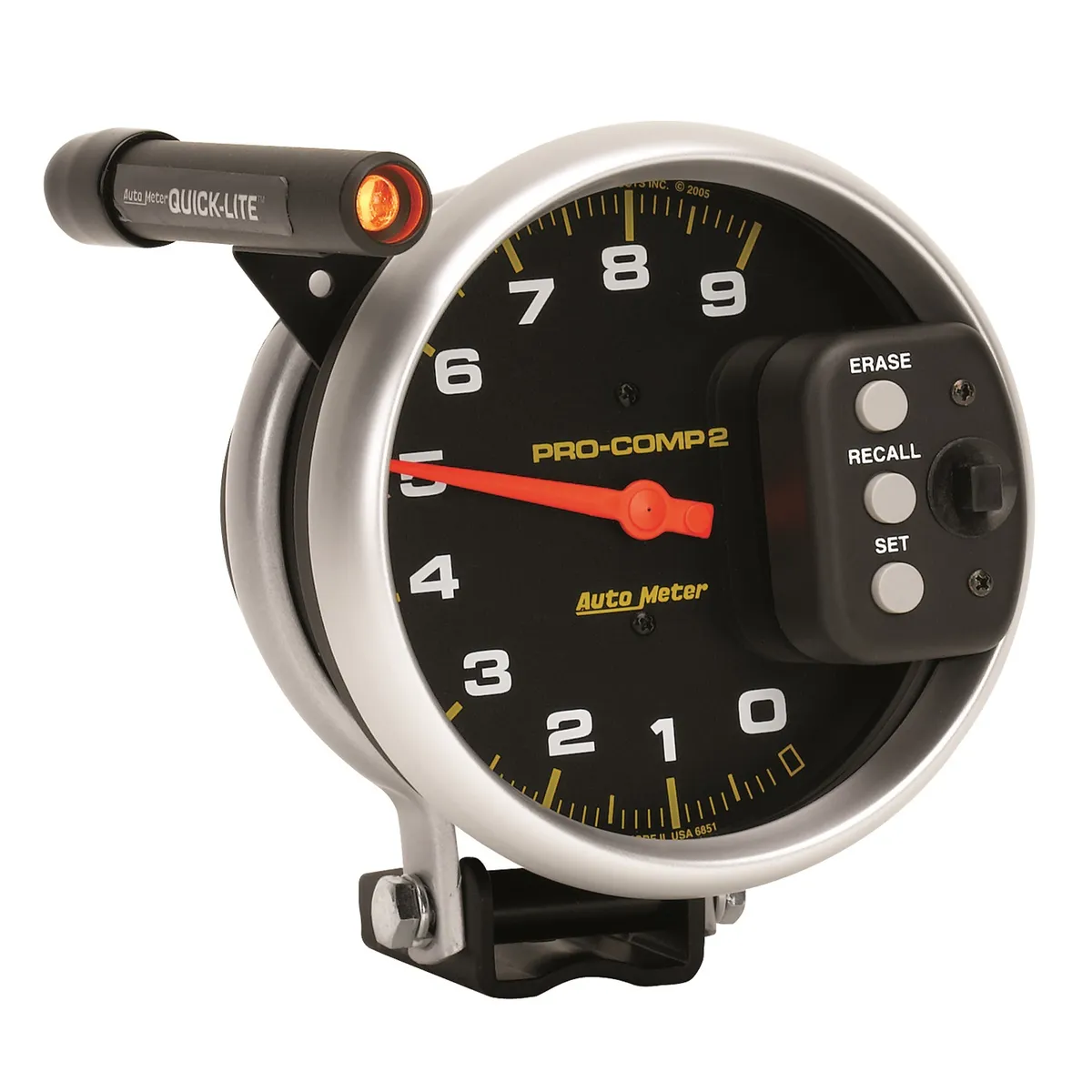 5 In. Tachometer, 0-9000 Rpm, Pedestal w/ Quick Lite & Peak Memory, Pro-Comp product image