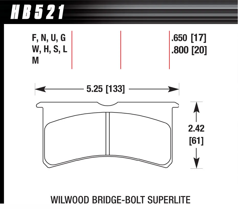 Hawk Performance Overall Thickness: 20 mm Compound: DTC-60 Wilwood BB SL 7420