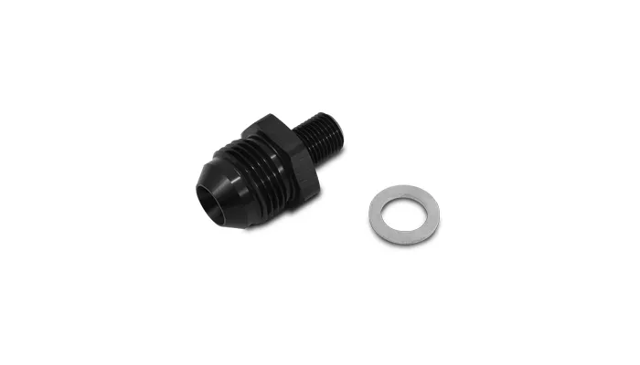Straight AN to Metric Adapter Fitting; -4AN; M14x1.5 Metric Size; 6061 Aluminum; Black Anodized; product image