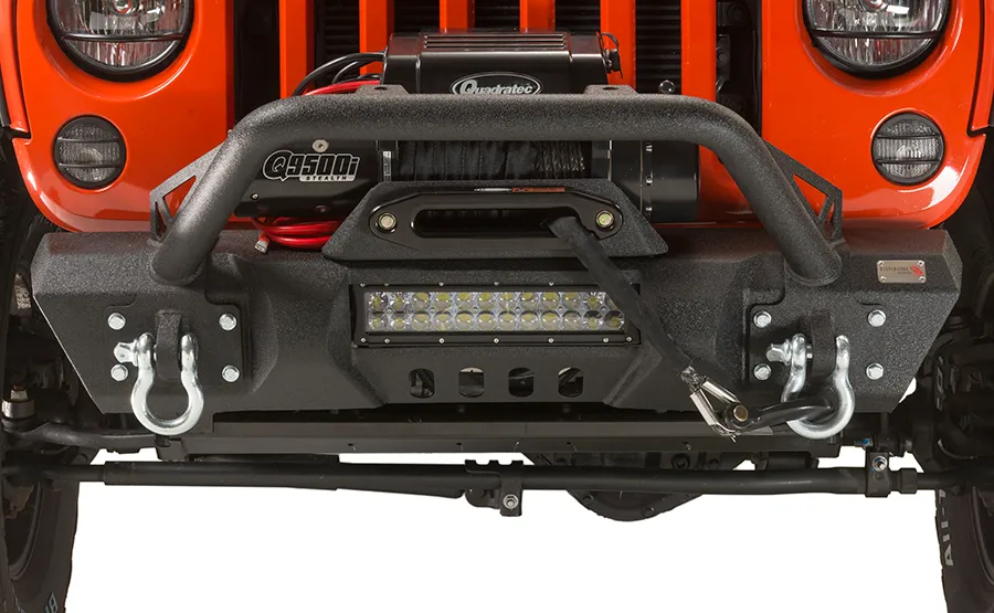 Jeep JK Front Stubby Winch Bumper W/Tube Guard 07-18 Wranger JK Black Texured Powercoated Fishbone Offroad product image