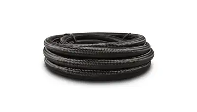 Vibrant Performance Nylon Braided Flex Hose; -10AN; 0.5625 in. Hose ID; 0.828 in. Hose OD; 500 PSI Operating Pressure; 2000 PSI BP; 150ft. Roll; Black;