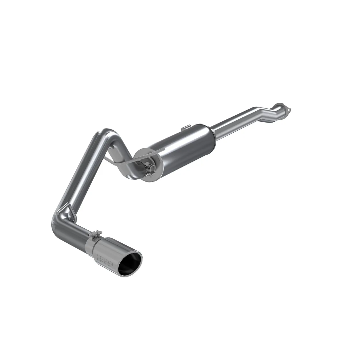 Armor Plus Cat Back Exhaust System; 3 in.; Incl. Front Pipe/Muffler/Tailpipe/Hardware/4 in. OD Tip; Single Side Exit; T409 Stainless Steel; product image
