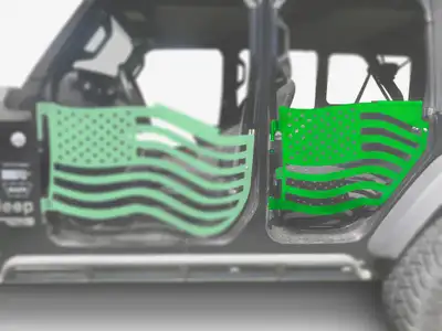 Steinjager Steinjäger Doors Gladiator JT 2019 to Present Trail, American Flag Design American Flag Neon Green