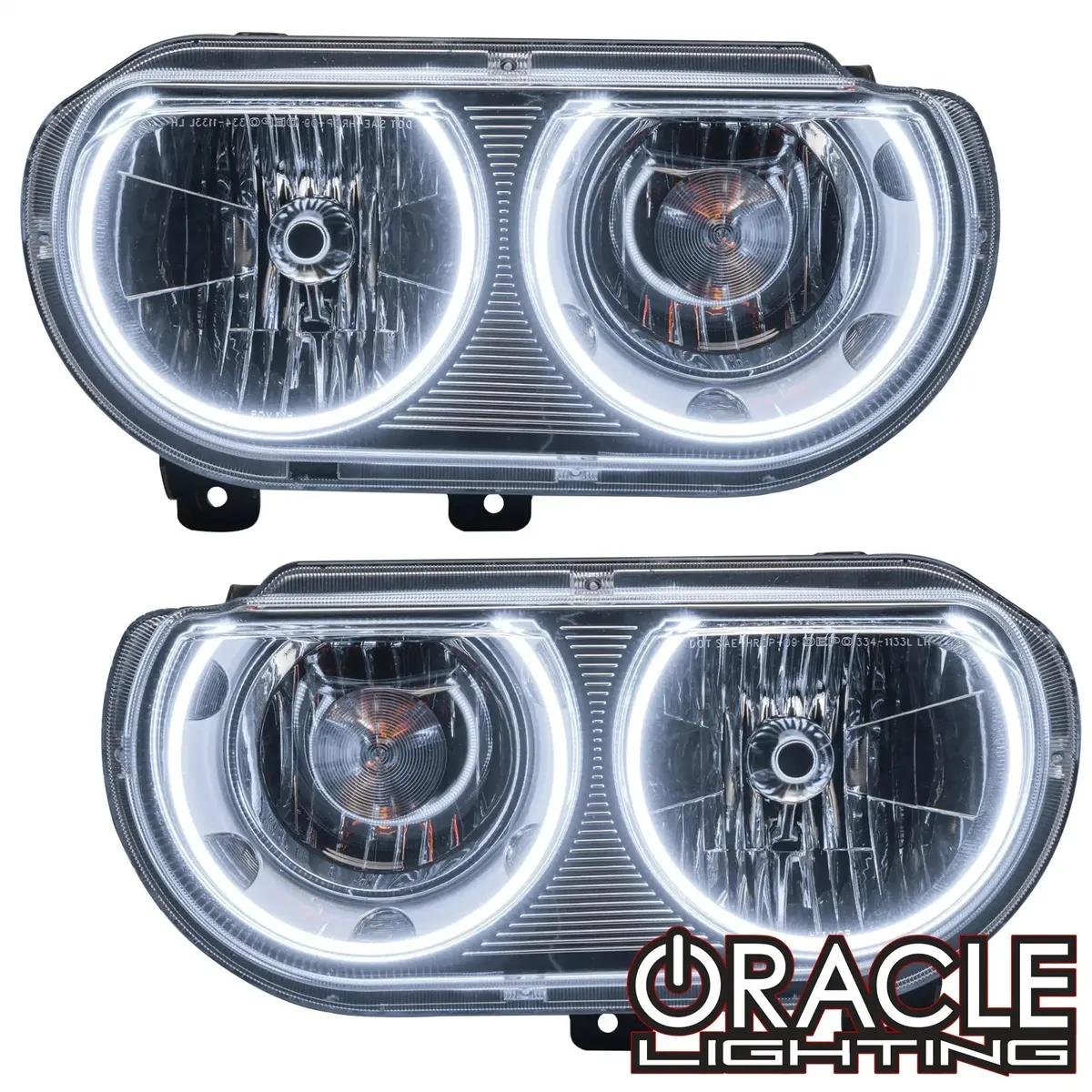 Oracle Lighting ORACLE Lighting 2008-2014 Dodge Challenger Pre-Assembled Halo Headlights - Non HID - Chrome